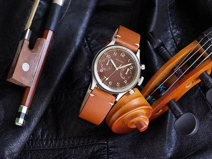 Baltany Military Chronograph Man S5054 Retro Style Quartz Watch Leather Strap Sapphire Glass 5ATM Waterproof Multifunction Watch