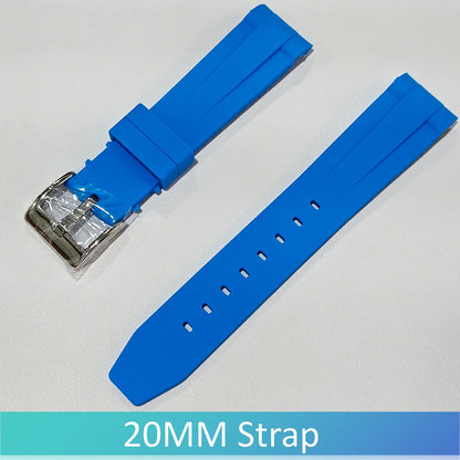 40mm Transparent Case For NH35 Case 20mm Watch Bands Set Green Luminous SUB Acrylic Plastic Case Clear Watch Case Accessories