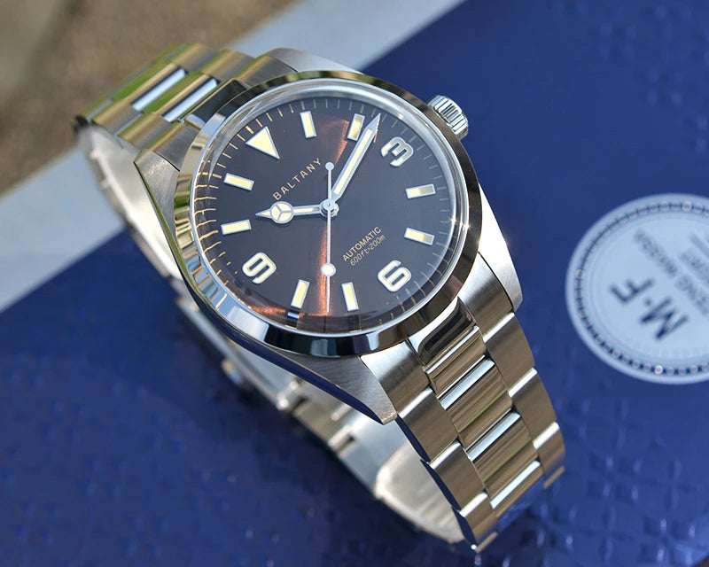 Baltany 39MM Explorer Watches Man S4035 NH38 Automatic Stainless Steel Bracelet Waterproof 200m Luxury Mechanical Wristwatch Man