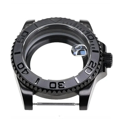 42mm Black PVD Yacht master Skx007 Steel Black Matte Waterproof Watch Case With Sapphire Crystal For Nh35 Nh36 Movement 28.5mm Dial Mods