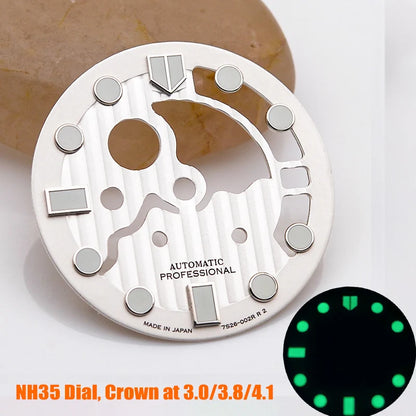 28.5mm Watch Dial NH35 NH36 Dial fit For SKX007 SPRD 6105 Tuna SPB185 SPB187 Watch Cases Feet 3.0 3.8 4.1 Green Luminous Dial