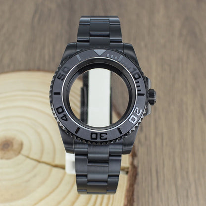 40mm NH35 Accessories Watch Case bands Sapphire for NH35 NH36 NH34 NH70 8215 2824 PT5000 Movt Black Yacht Ceramic bezel insert