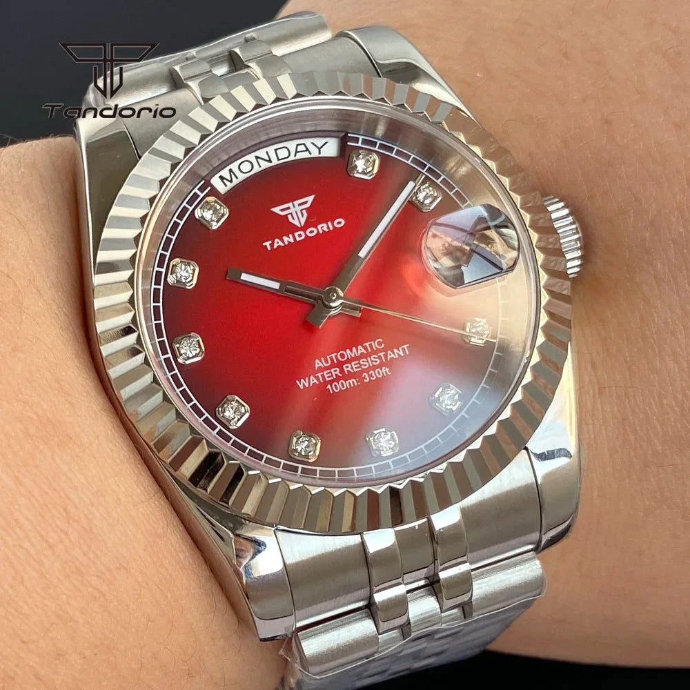 Tandorio Day Date Watch TD139 Seiko NH36 39mm / 36mm Sunburst Sapphire 10Bar