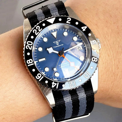 Tandorio TD218B NH34 GMT Watch 6542 homage 38mm Bubble Sapphire 20ATM 120 Click Submariner