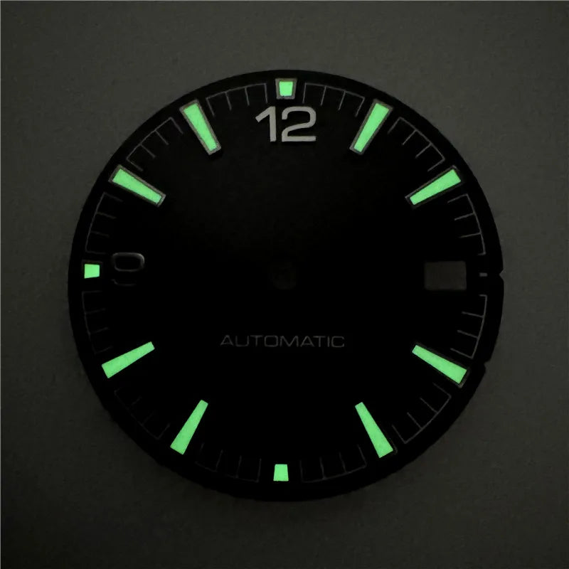 Quality Sea 600m Style Watch Dial With C3 Bgw9 Green Blue Luminous For Nh35 Nh36 Mechanical Movement Skx007 Case 28.5mm Dial