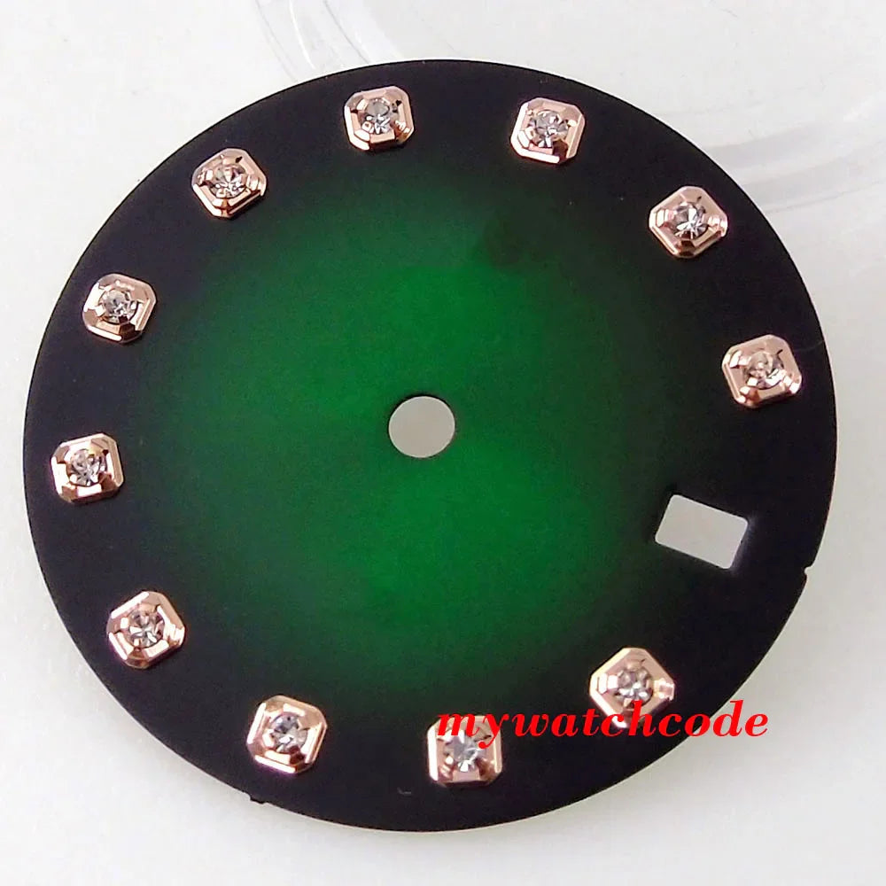 29mm Multicolor Gradient/Sunburst Watch Dial Silver/Gold/Rose Gold Diamond Marks Date Window Fit NH35A NH36A Automatic Movement