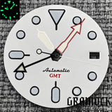29mm Blue Red Black Orange GMT NH34 White Glossy Dial With Hands C3 Lume Fit NH34 Mechanical Watch Modified Accessories