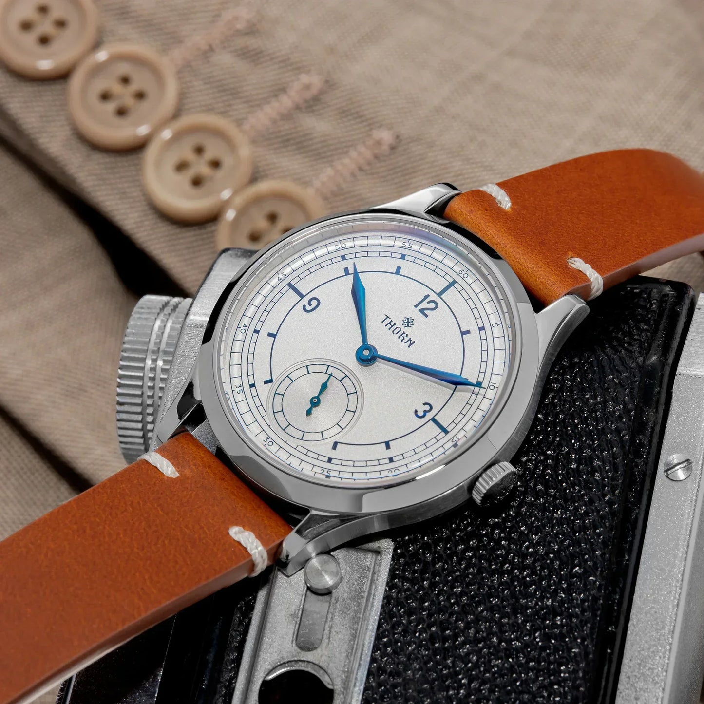 THORN Too1  quartz Sub Second Watch 37mm Case 3ATM AR Sapphire Pilot