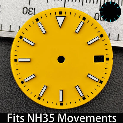 28.5mm Dial single/no calendar watch blue-green/green luminous dial hands fit for N H35/E2815/E2836 movement watch accessories