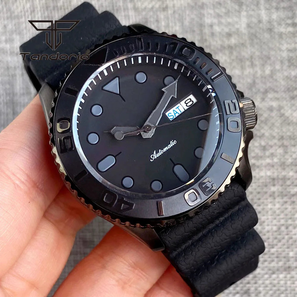 Tandorio TD269C Yacht Master Black Pvd  Domed Sapphire Skx007 Style NH36 20atm 120 Clicks 41MM