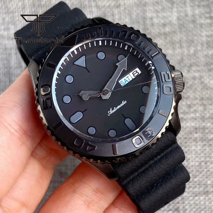 Tandorio TD269C Yacht Master Black Pvd  Domed Sapphire Skx007 Style NH36 20atm 120 Clicks 41MM