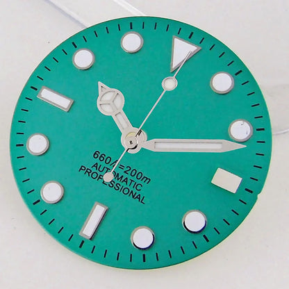 SU B Watch Part 28.5mm Watch Dial for NH 35 NH 36 NH 37 NH 38 NH 39 NH 70 NH 72 Di ver Wristwatch Parts Green/Black Index Repair Tool