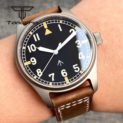 Titanium Watches  WFT001 Pilot Watches Seiko NH35 Automatic 39mm 20bar Sapphire Crystal  Green Luminous