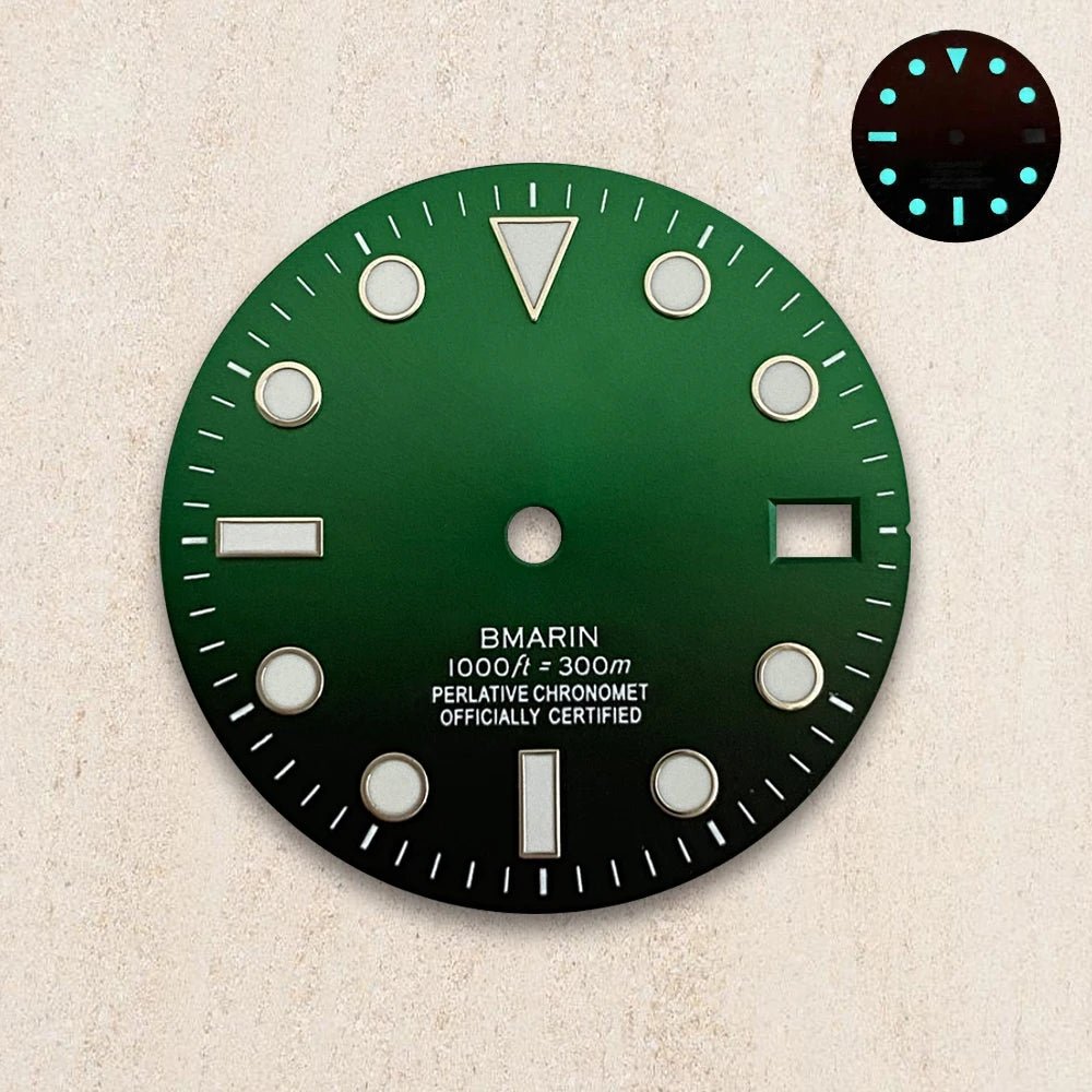 28.5mm S Logo Dial Blue Luminous Suitable For NH35/NH36/4R/7S Japanese Automatic Movement  Watch Modification Accessories
