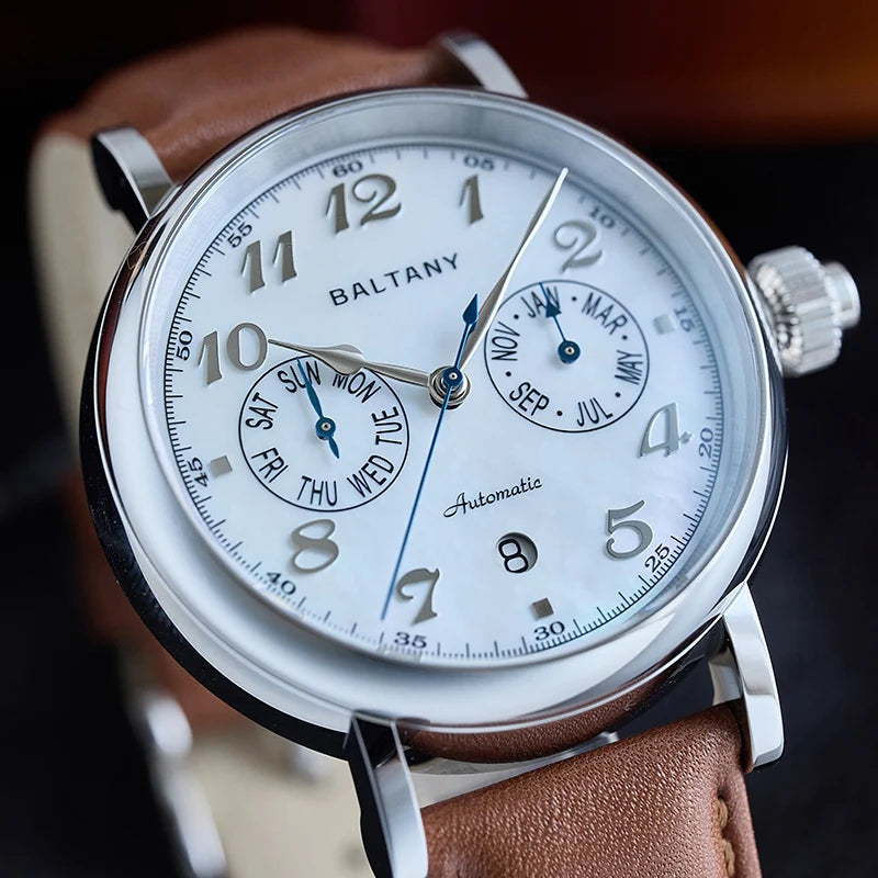 Baltany Pilot Watch Men S6048 9122 Automatic Watch Hardening Process Vickers 500HV Waterproof Luxary Mechanical Wristwatch Man