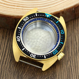 41mm Gold PVD Turtle Watch Case Domed Sapphire Abalone Captain Willard 6105 TMI NH35 NH36 NH34 4R36 Movts Abalone Screw Crown
