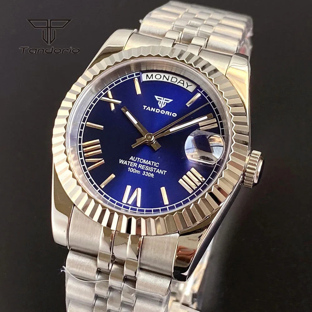 Tandorio Day Date Watch TD139 Seiko NH36 39mm / 36mm Sunburst Sapphire 10Bar