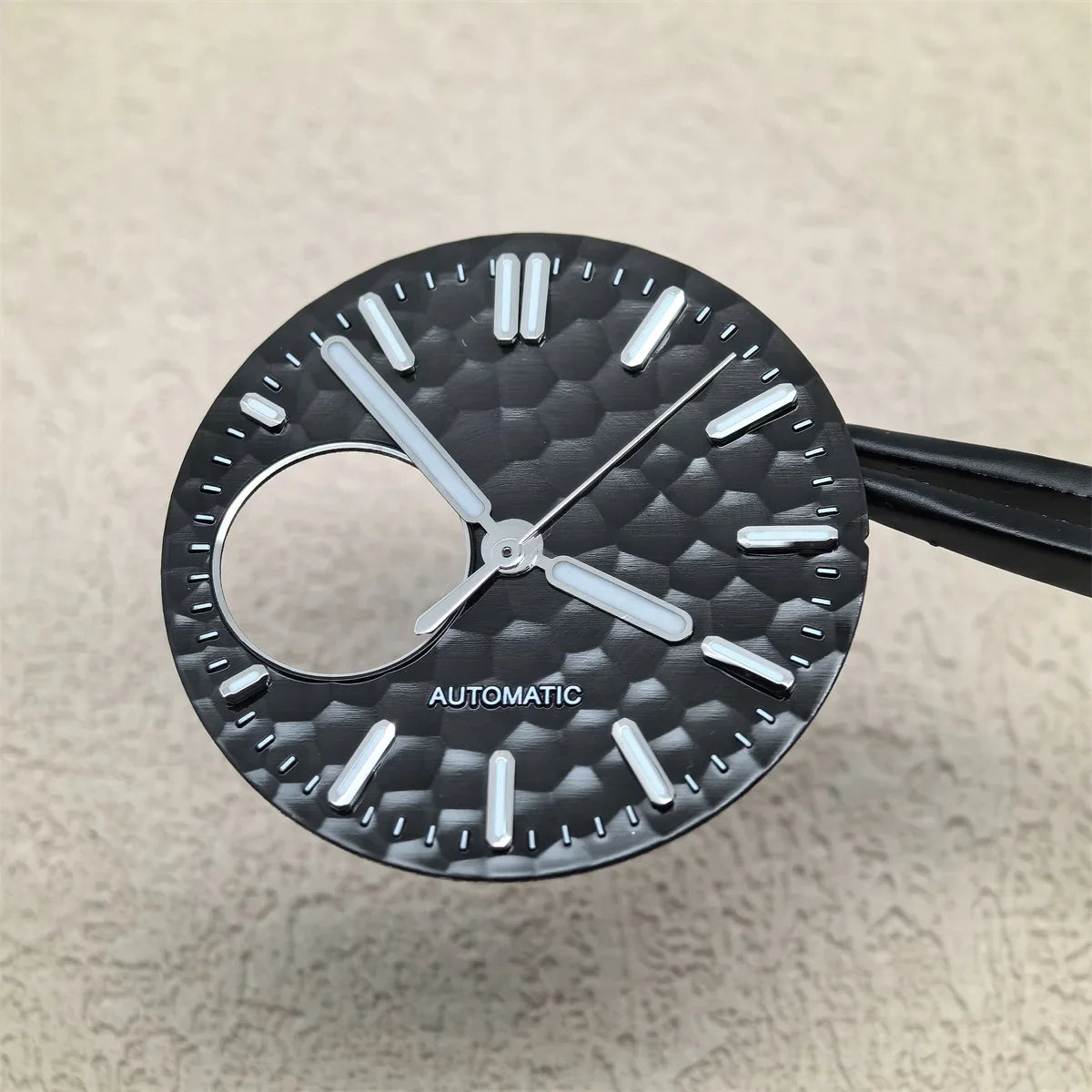 28.5mm Honeycomb Texture Watch Dial Hands Set Green Luminous Faces for NH34 NH38 Movement