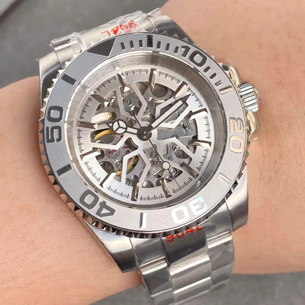 Tandorio NH70 Hollow Yacht Watch 20bar Skeleton Diver 40mm TD166 Sapphire Glass back