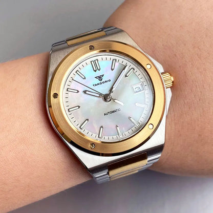 Two Tone Gold Silver Tandorio Engineer Watch TD331G NH35 Sapphire 40mm Business 20bar