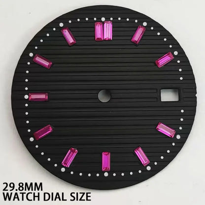 Sterile 29.8MM Watch Dial Sunburst Green Dial for NH35 NH36 Movement Date Window for oak Steel Wristwatch