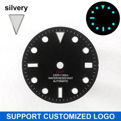 28.5mm diameter dial suitable for NH-34/35/36 movements GMT Luminous dial customization LOGO/name DIY dial watch parts