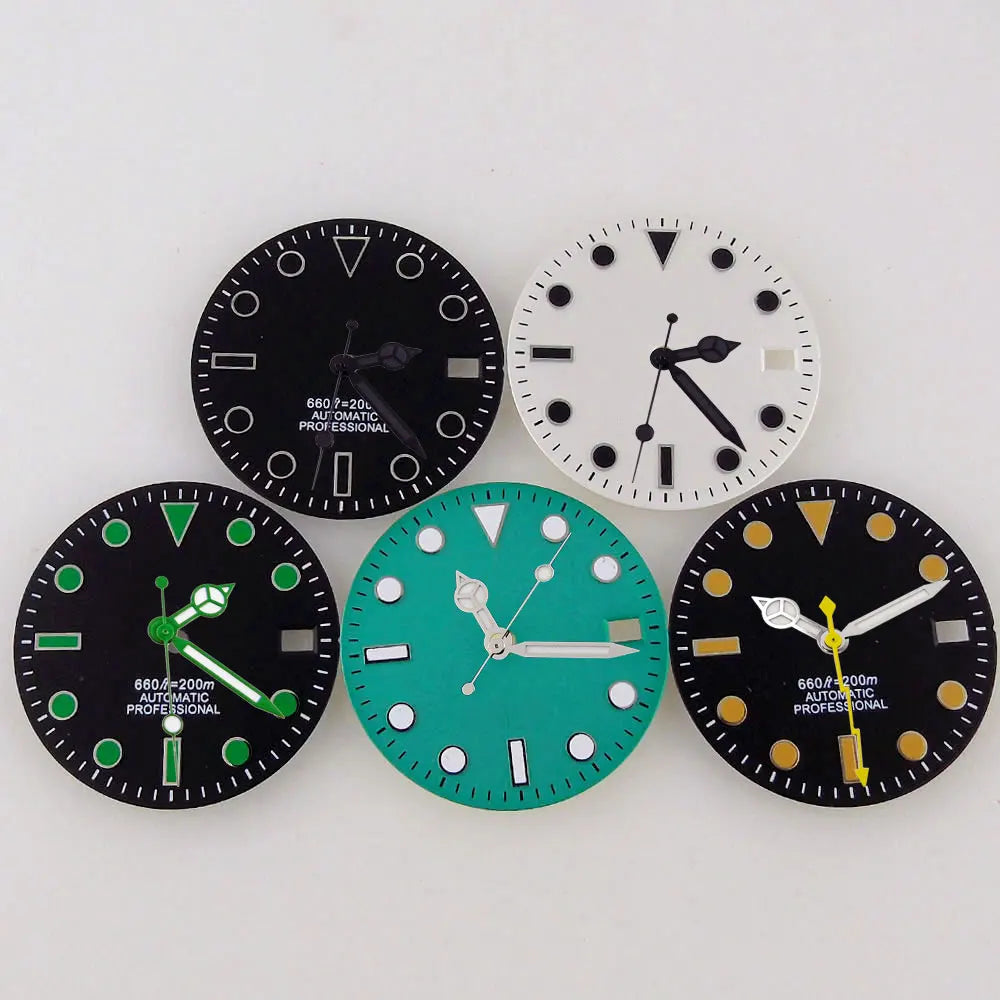SU B Watch Part 28.5mm Watch Dial for NH 35 NH 36 NH 37 NH 38 NH 39 NH 70 NH 72 Di ver Wristwatch Parts Green/Black Index Repair Tool