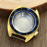 41mm Gold PVD Turtle Watch Case Domed Sapphire Abalone Captain Willard 6105 TMI NH35 NH36 NH34 4R36 Movts Abalone Screw Crown