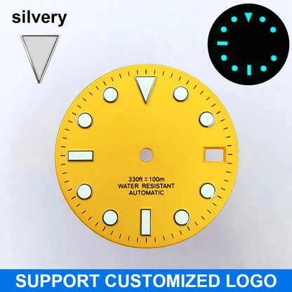 28.5mm diameter dial suitable for NH-34/35/36 movements GMT Luminous dial customization LOGO/name DIY dial watch parts