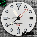 29mm Blue Red Black Orange GMT NH34 White Glossy Dial With Hands C3 Lume Fit NH34 Mechanical Watch Modified Accessories