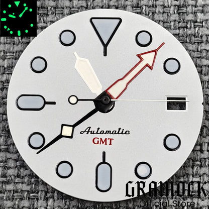 29mm Blue Red Black Orange GMT NH34 White Glossy Dial With Hands C3 Lume Fit NH34 Mechanical Watch Modified Accessories