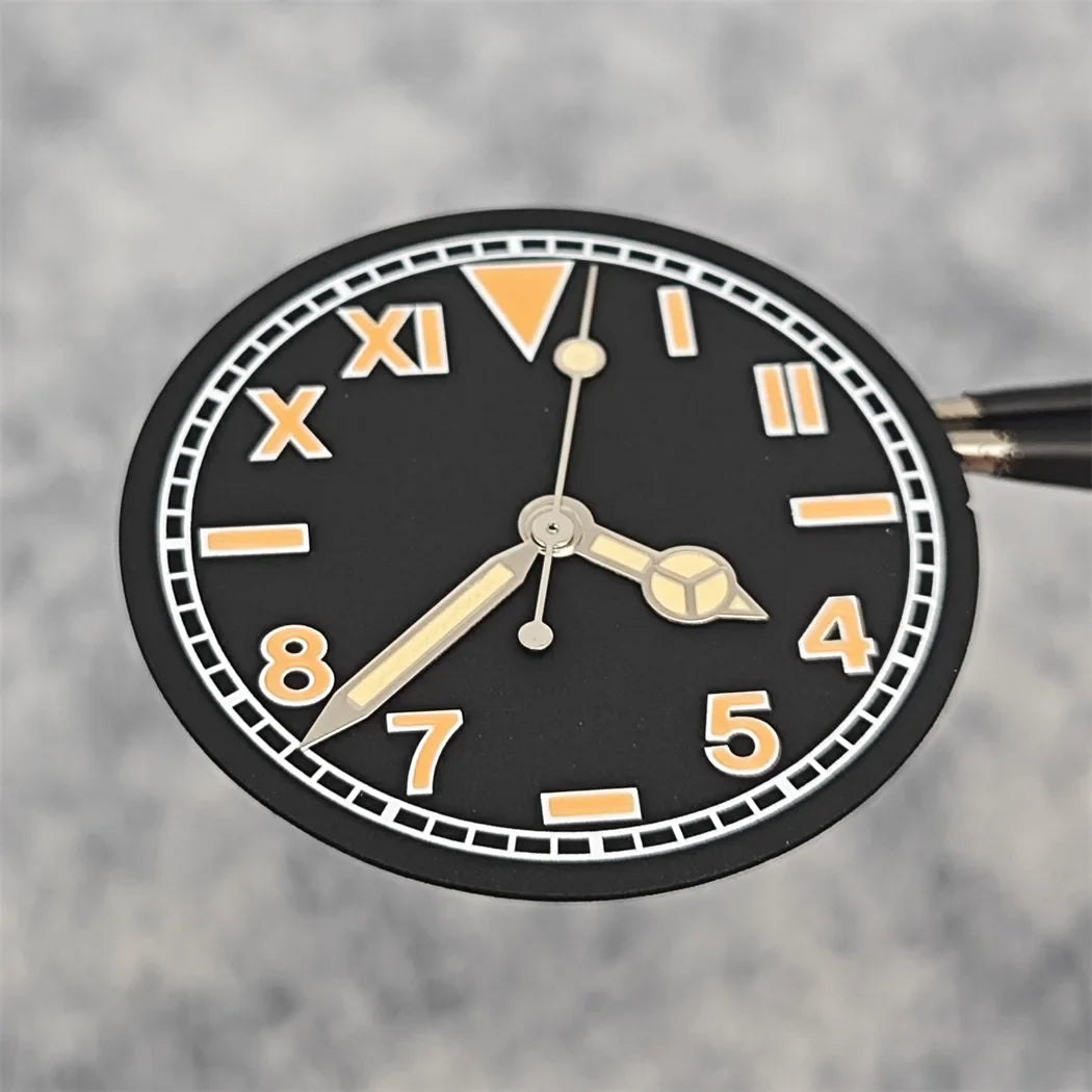 28.5mm Green Luminous Watch Faces Retro Watch Dial + Watch Hands Modified Dial Men's Watches Accessories for NH35/ NH36 Movement