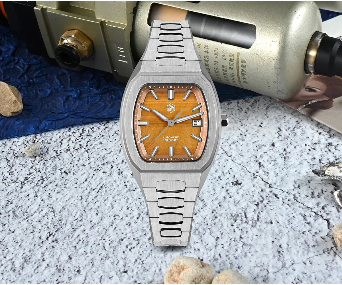 San Martin Dress Watch SN0145 39.5mm Tonneau Luxury Mineral Dial  PT5000 SW200 Automatic AR Sapphire Luminous