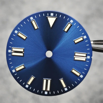 28.5mm Watch Dial Sunray Texture Dial Double Strips Nails Green Luminous Watch Faces for NH35/ 8215/ 2813/ 2836 Movements