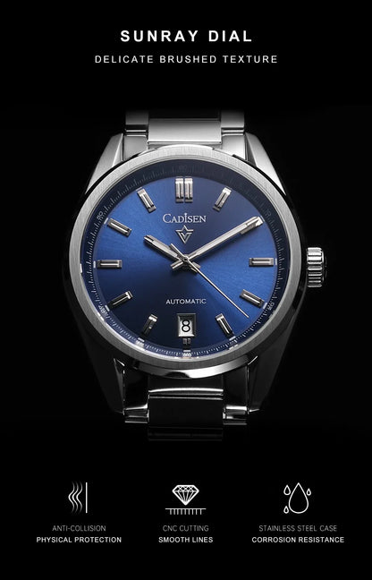 CADISEN C8227 Dress Watch Luminous NH35 AR Sapphire 10Bar 40MM