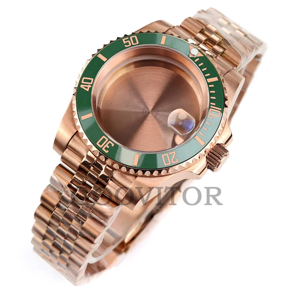 NH35 Watch Case 40mm For GMT YACHT-MASTER Seiko NH34/NH35/NH36/NH38 Movement Rose Gold Jubilee Bracelet Submariner NH35 Case