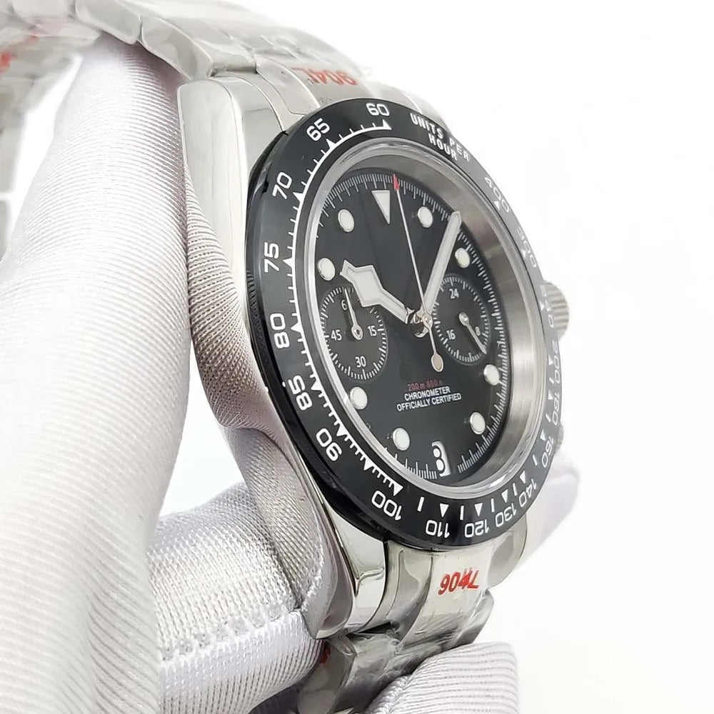 Sterile Chronograph Watch Customizable VK64 Quartz 40mm Panda Sapphire 39MM 5BAR