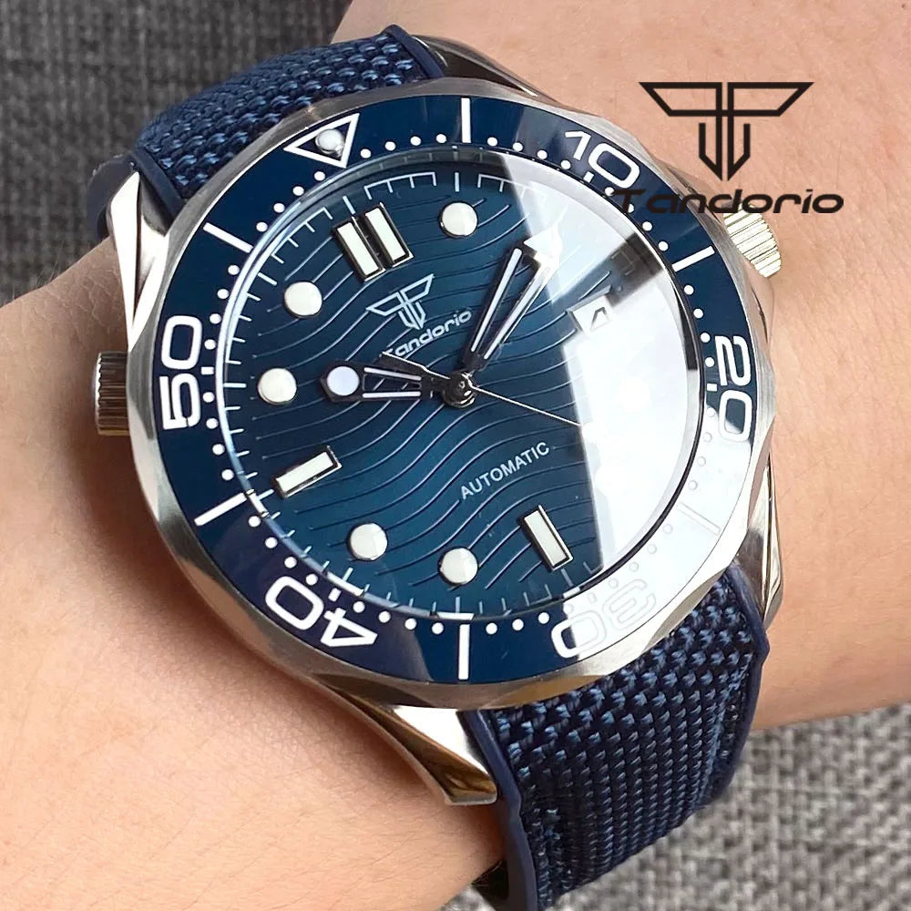 Tandorio 41mm NH35A PT5000 Diver Sapphire  Ceramic seamaster 5Bar TD221