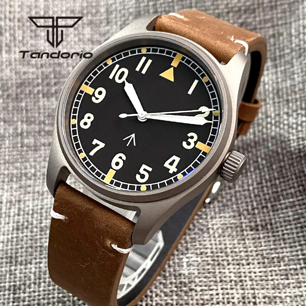 Titanium Watches  WFT001 Pilot Watches Seiko NH35 Automatic 39mm 20bar Sapphire Crystal  Green Luminous