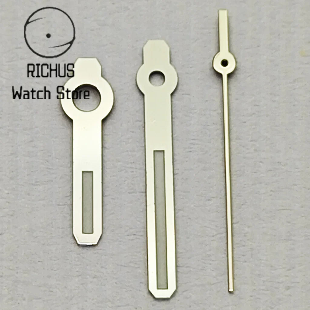wide Silver Watch Hands Green Luminous Hands Fit NH35 NH36 NH38 NH70 NH72 Movement