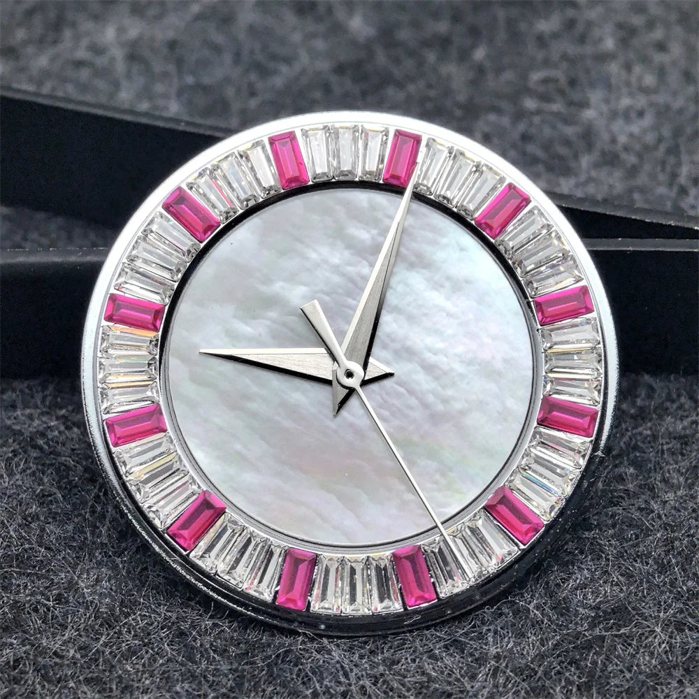 28.5mm Shell Watch Dial with Crystal High Quality Hands No Date No Luminous Watches Faces Modified Accessories