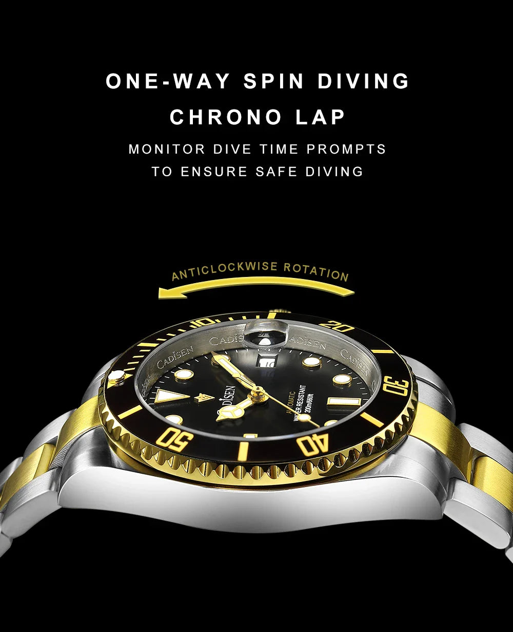 CADISEN C8216 Submariner Diver NH35A Movement AR Sapphire BGW9 Lume 40MM 20Bar