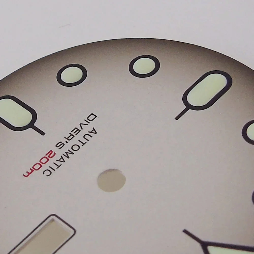 Nologo 29mm Watch Dial 3.8 Clock for NH 36 Movement Weekday Date Orange/white/black Dial Face Plate Green Lume for Di ver Watch