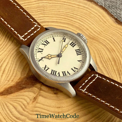 Tandorio Fluted Pilot Watch TD117A 20BAR  NH35 PT5000 Roman Numerals Sapphire 39mm