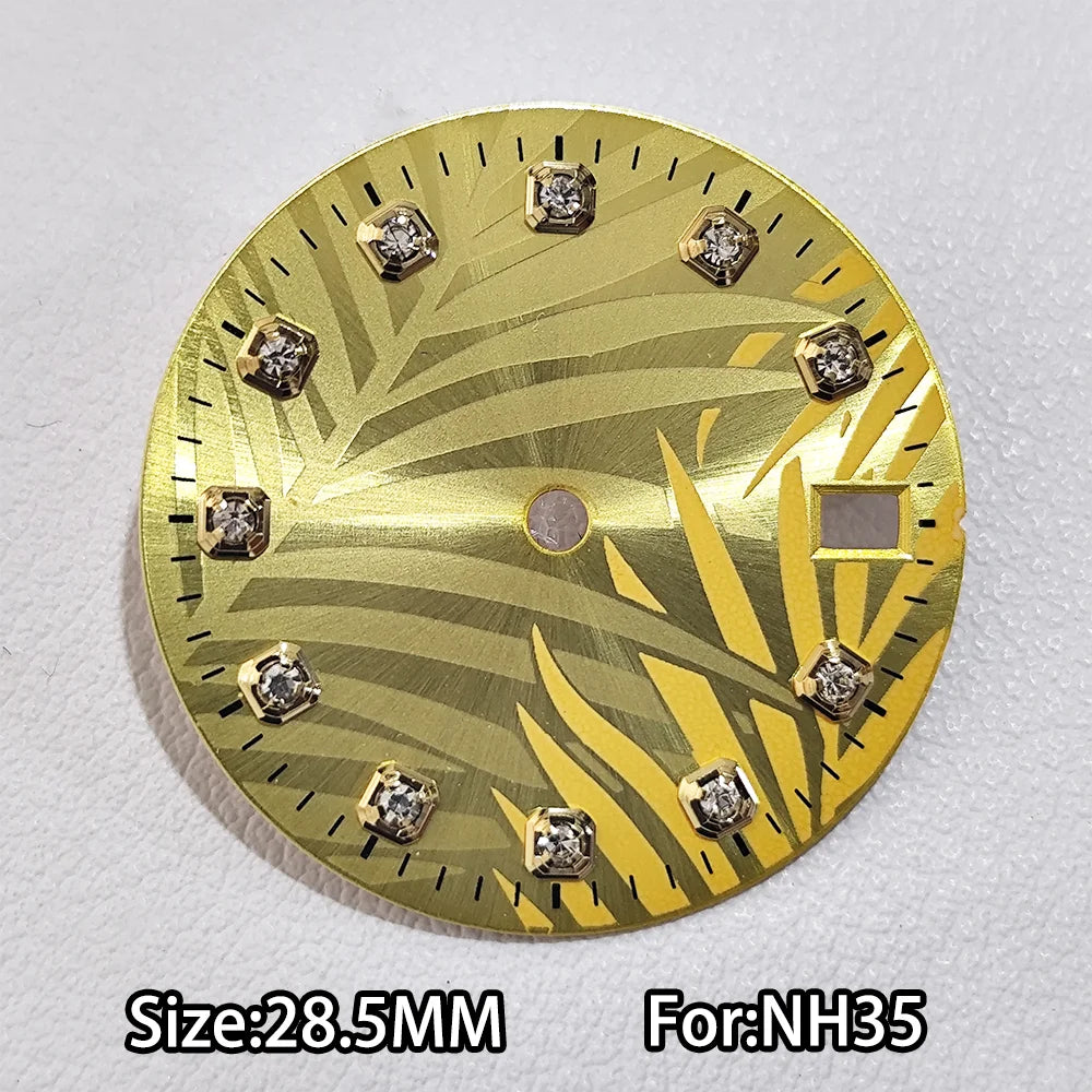 28.5mm Watch Dial For NH 35 NH36 Movements Green Luminous Single/No Date just Calendar Dial Roman Men Watches Accessories