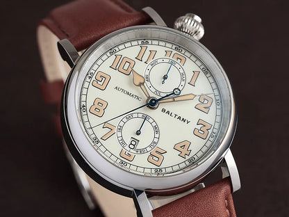 Customizable Baltany 41mm Polit Watch Man S6047 5ATM AR Sapphire Homage A-7 1935 Avigation Miyota 9122 Automatic Swiss Lume