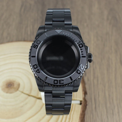 40mm NH35 Accessories Watch Case bands Sapphire for NH35 NH36 NH34 NH70 8215 2824 PT5000 Movt Black Yacht Ceramic bezel insert