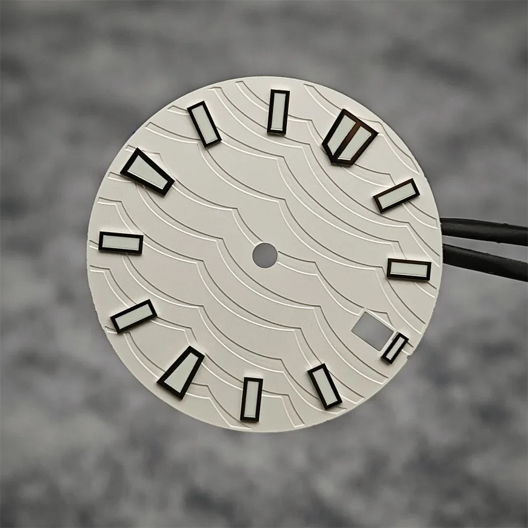 28.5mm Watch Dial C3 Green Luminous Wave Pattern Watch Faces Watches Replacement Accessories for NH35/ NH36/ NH34 Movement