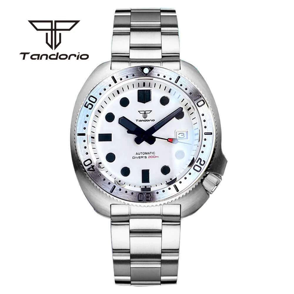 Tandorio Captain NH35A 44mm 200m Diving watch Sapphire Brushed Ceramic TD237