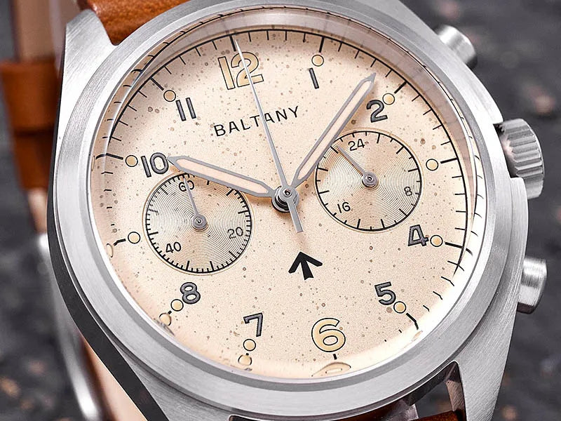 Customizable Watch Baltany 39mm Vk64 Quartz  Military watch Chrono RAF 6BB Homage Multifunction Chronograph 5bar AR Sapphire Swiss Lume